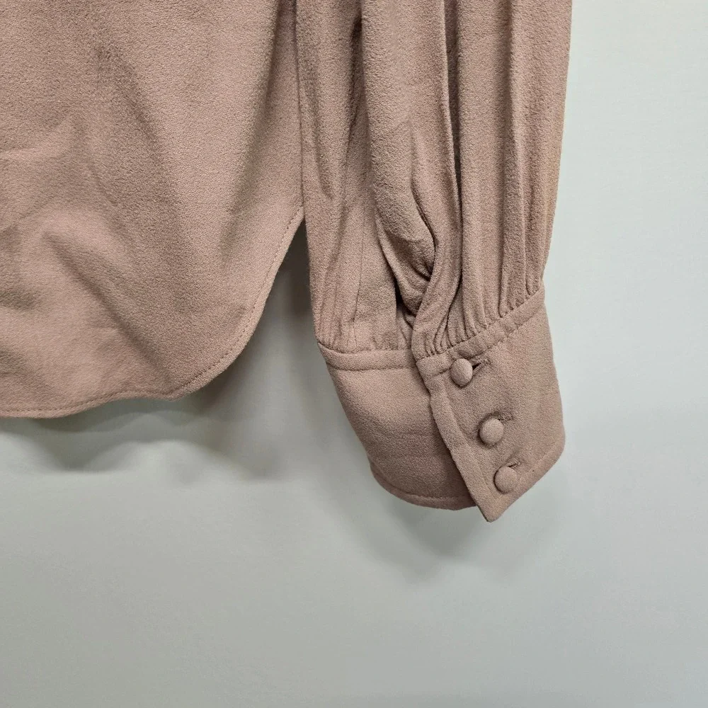Free People Blouse Womens Medium Pink Ring Detail V-Neck Boho Minimalist - Picture 5 of 13